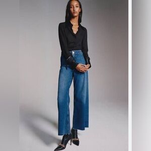 Zara The Marine Straight High waist, wide leg classic Blue denim Jeans. Size 8